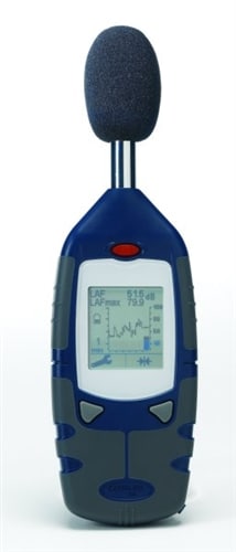 Casella CEL-246 sound level meter measuring industrial noise levels.