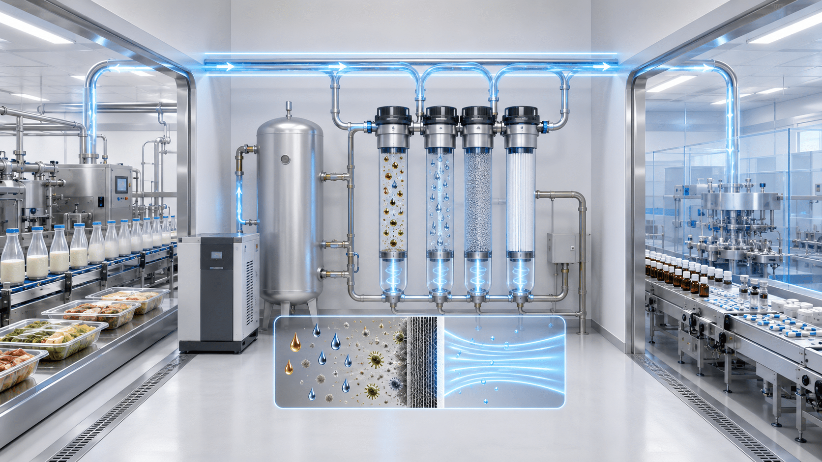 High-tech filtration system for compressed air system testing