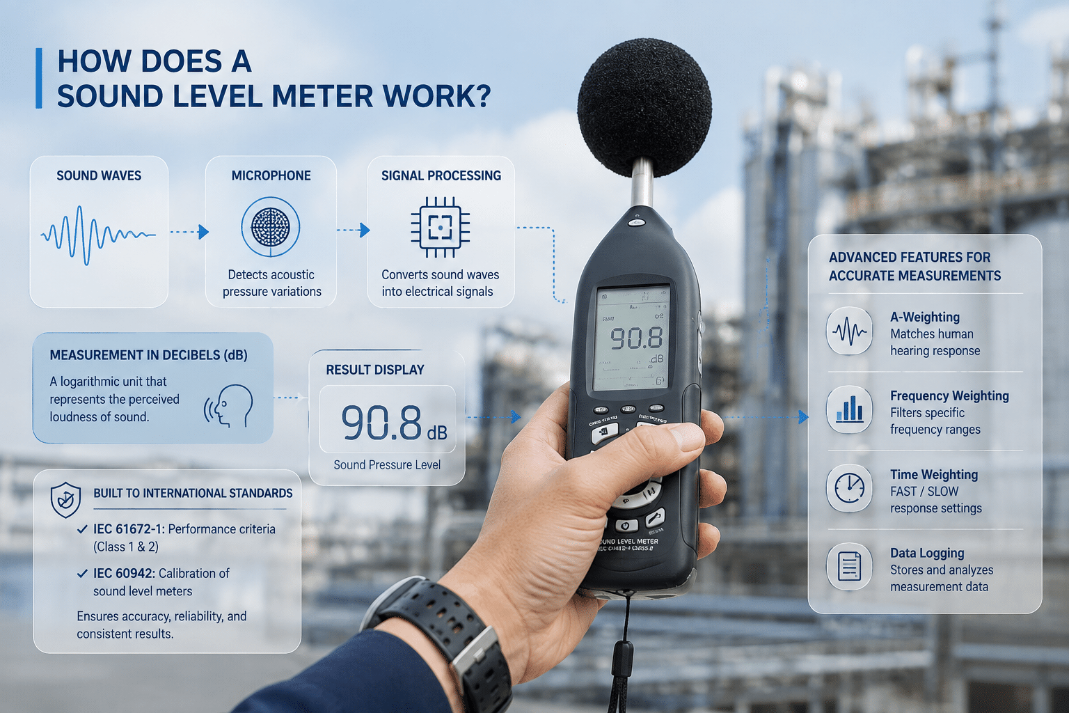 How does a sound level meter work?
