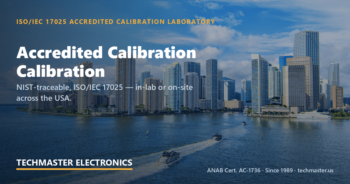 accuracy vs precision vs resolution calibration at Techmaster — in-lab and on-site, ISO 17025