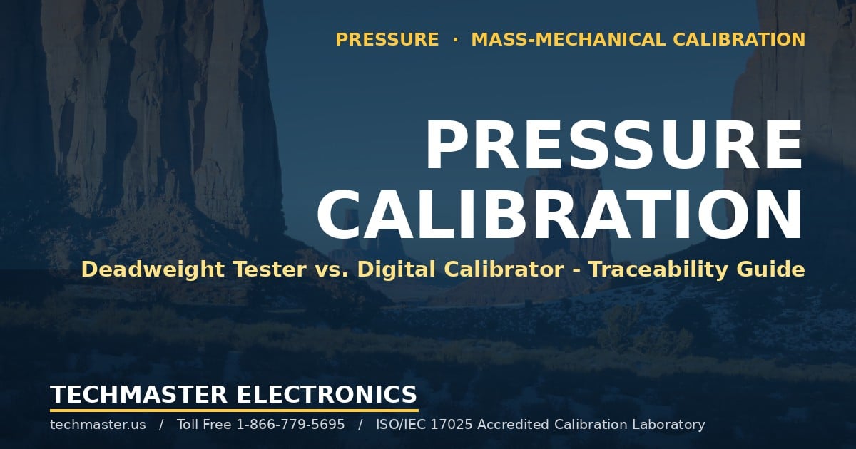 Pressure calibration guide — deadweight tester vs digital pressure calibrator traceability guide — Techmaster Electronics ISO/IEC 17025 accredited calibration laboratory