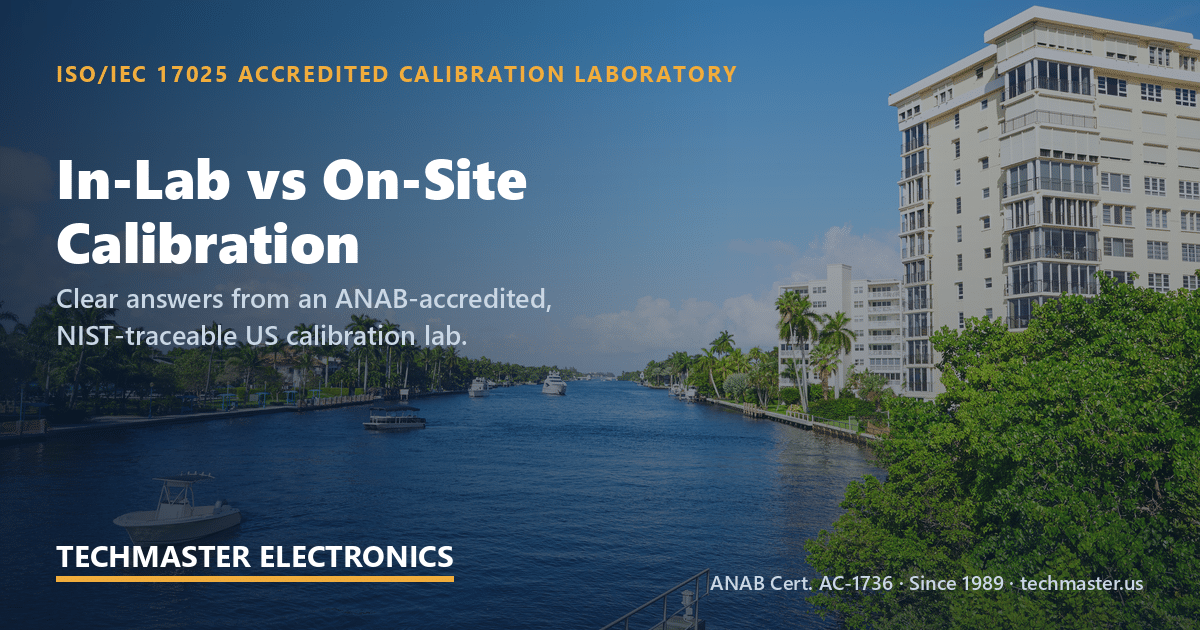 inlab vs onsite calibration — Techmaster ISO 17025 accredited calibration (hero)