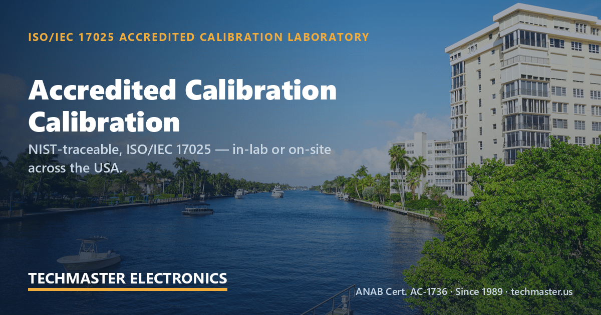 inlab vs onsite calibration at Techmaster — in-lab and on-site, ISO 17025
