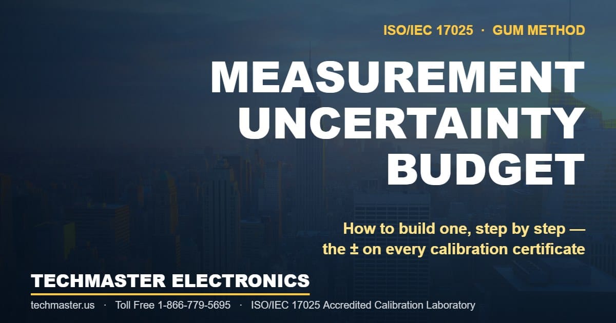 Techmaster Electronics — How to build a measurement uncertainty budget for ISO/IEC 17025 calibration, GUM method