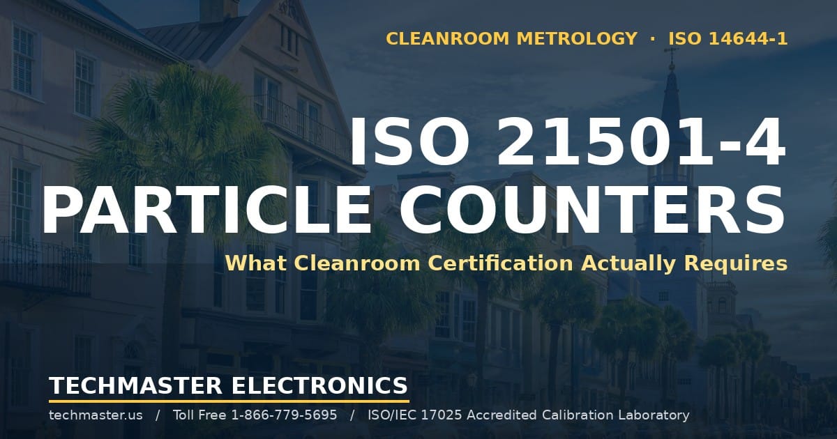 ISO 21501-4 particle counter calibration requirements for cleanroom certification — Techmaster Electronics ISO/IEC 17025 accredited calibration laboratory