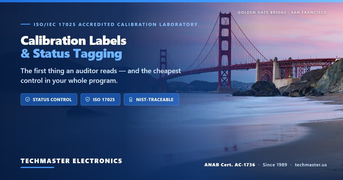 Calibration labels and status tagging guide from Techmaster Electronics