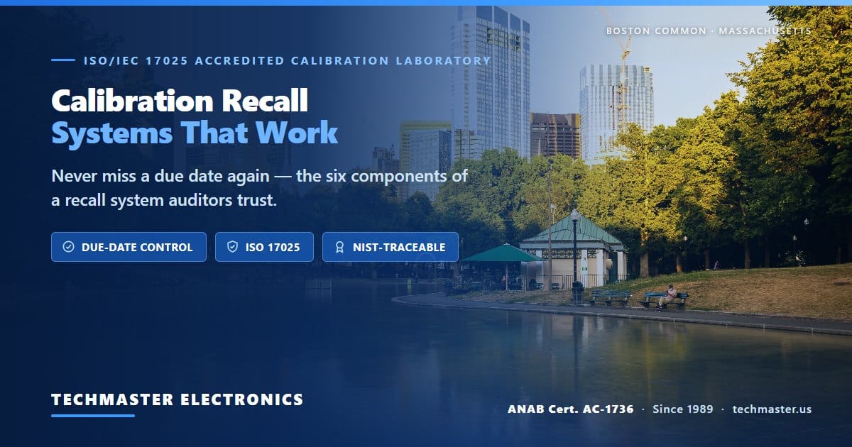 Calibration recall system guide — never miss a due date, from Techmaster Electronics