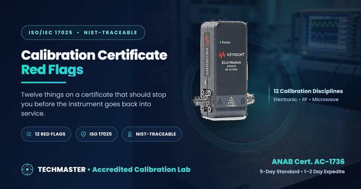 Calibration certificate red flags - what should stop you before an instrument returns to service, from Techmaster Electronics