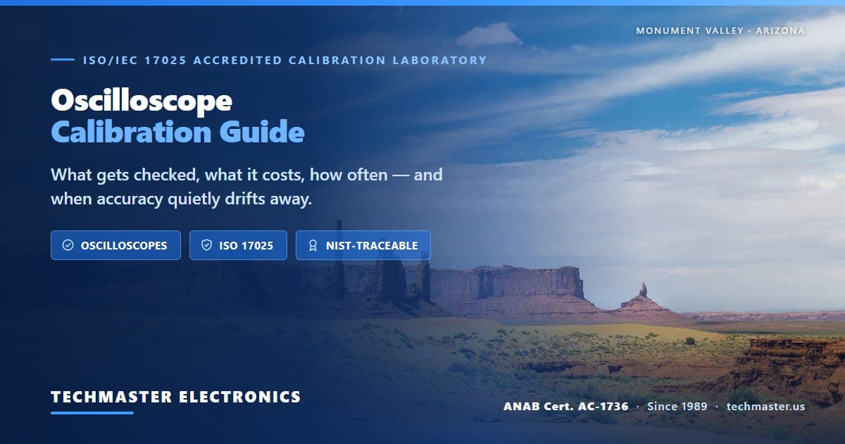 Oscilloscope calibration guide — what gets checked, cost, and intervals, from Techmaster Electronics