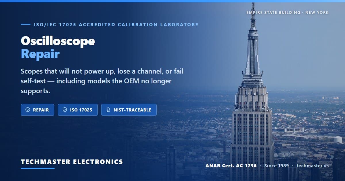 Oscilloscope repair - will not power up, dead channel, self-test failure, legacy models