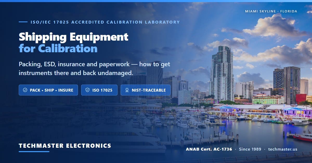 How to ship test equipment for calibration — packing, ESD, insurance and paperwork, from Techmaster Electronics