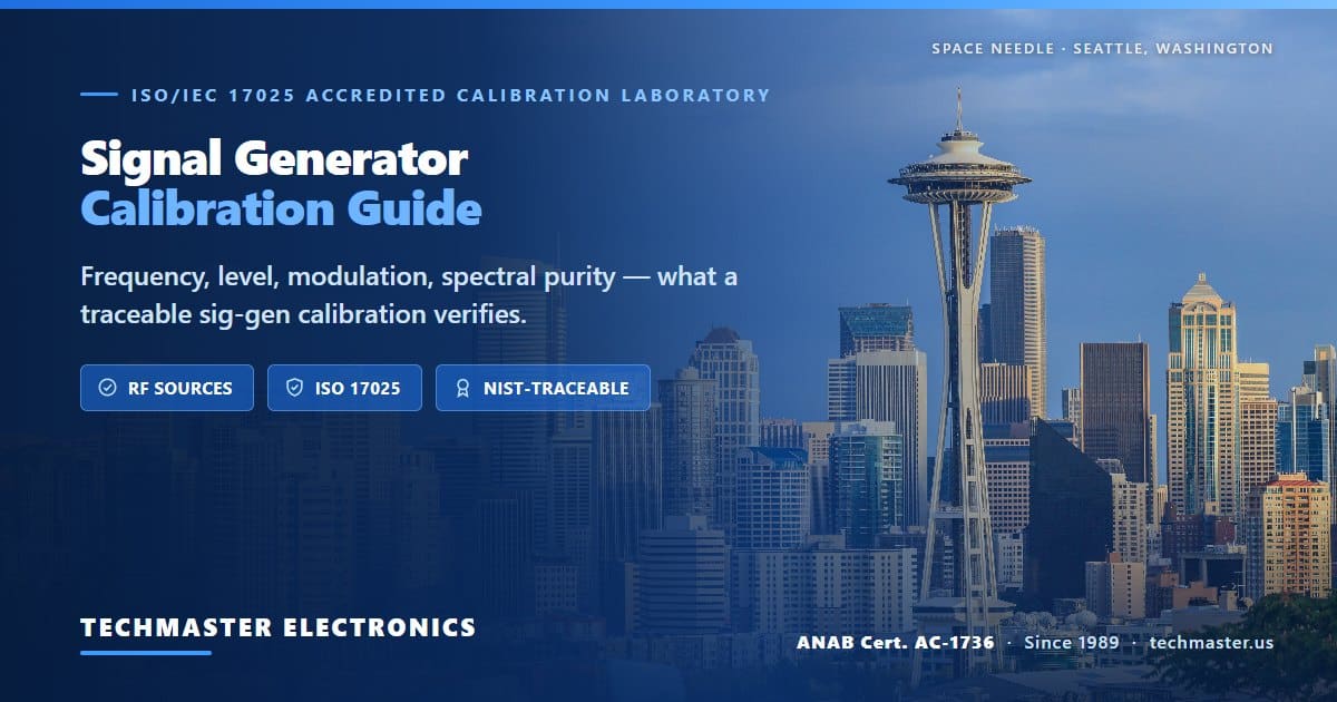 Signal generator calibration guide — what's verified, cost, and intervals, from Techmaster Electronics