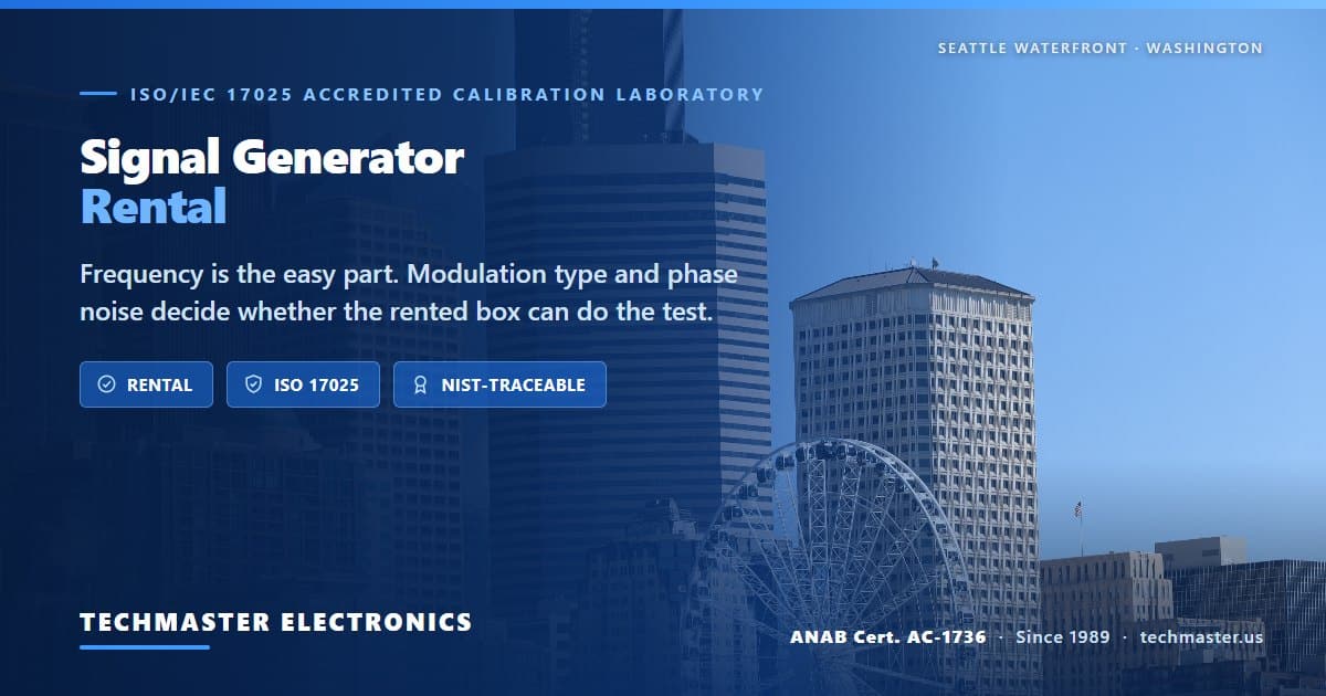 Signal generator rental for RF test - modulation type, phase noise and level accuracy