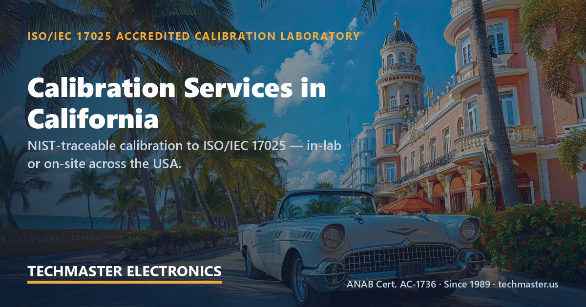 top 5 precision california — Techmaster ISO 17025 accredited calibration