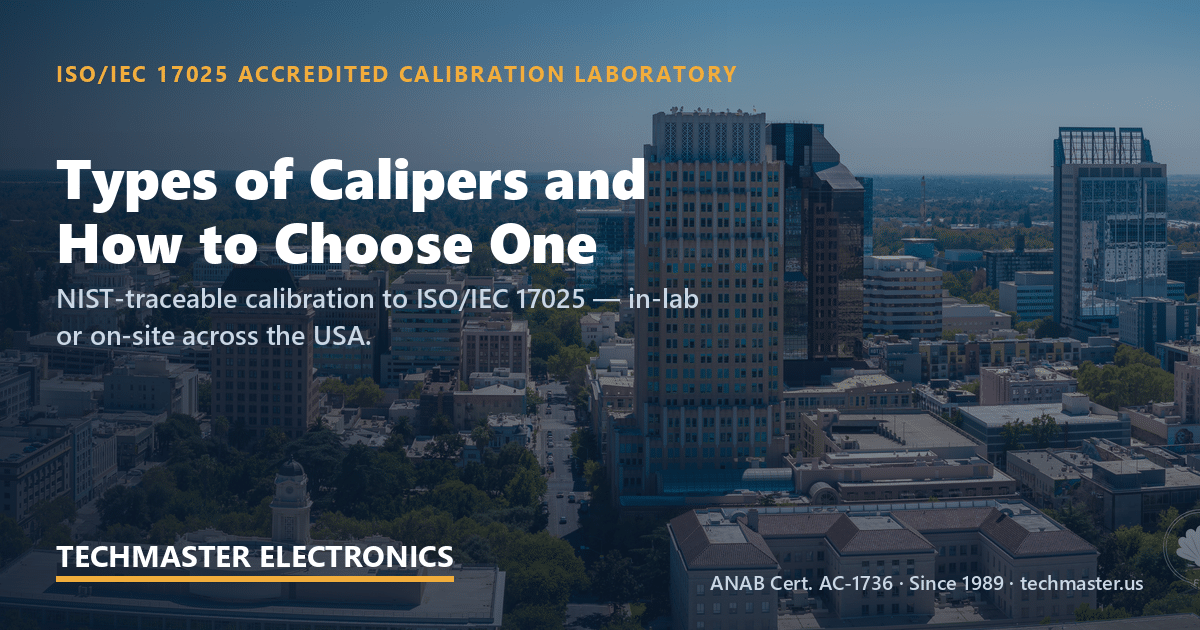 types calipers choose one — Techmaster ISO 17025 accredited calibration